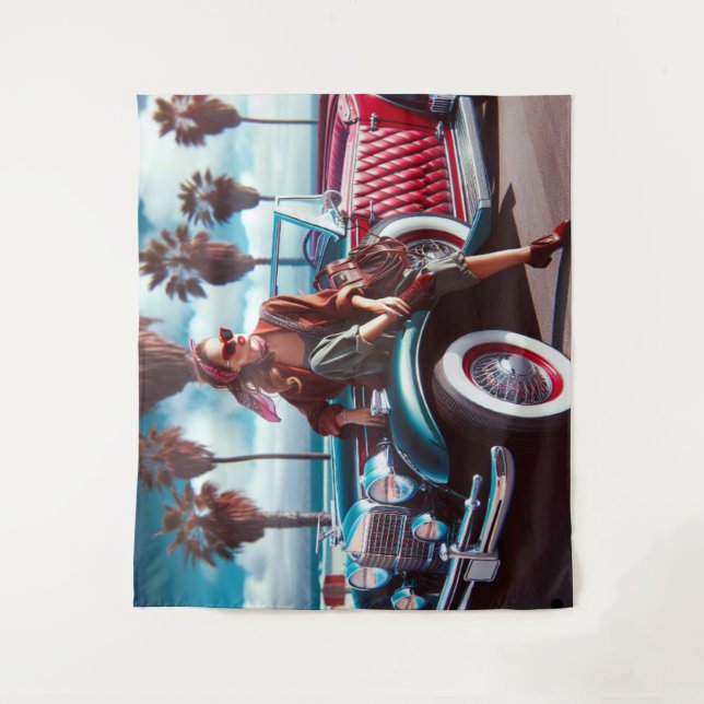 Tapiz Chica con coche (Anverso)