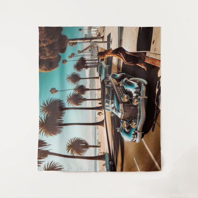 Tapiz Chica con coche (Anverso)