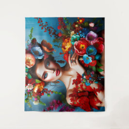 Tapiz Chica con flores