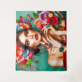 Tapiz Chica con flores