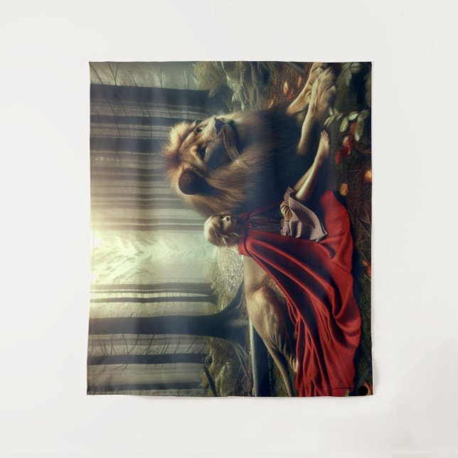 Tapiz Chica con león (Anverso)