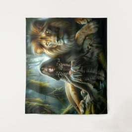 Tapiz Chica con león