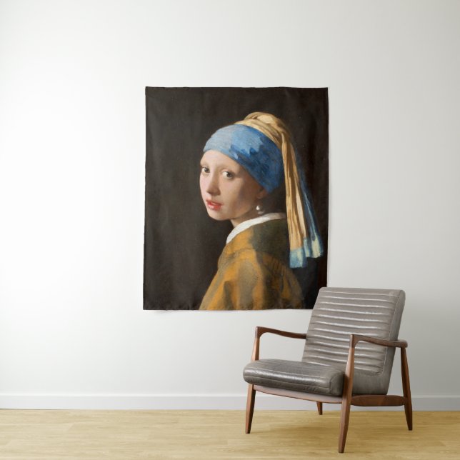 Tapiz Chica con pintura de retrato de Pearl Earring (In situ)