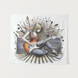 Tapiz Chica con vibraciones musicales