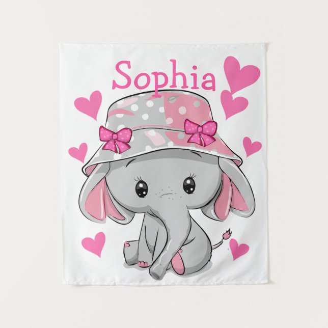 Tapiz Chica Cute Baby Elephant (Anverso)