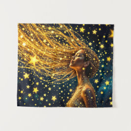 Tapiz Chica de belleza estrella dorada de belleza cielo
