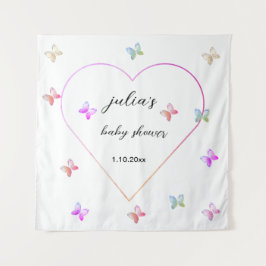 Tapiz Chica de mariposa rosa del corazón con ducha de be