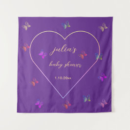 Tapiz Chica de mariposa rosa del corazón con ducha de be