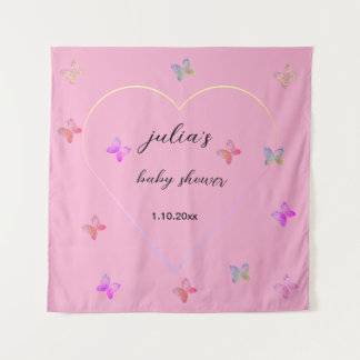 Tapiz Chica de mariposa rosa del corazón con ducha de be