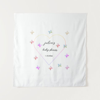 Tapiz Chica de mariposa rosa del corazón con ducha de be