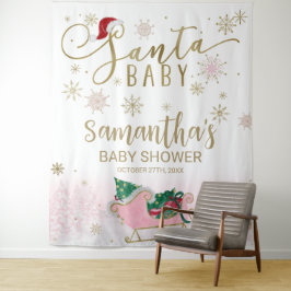 Tapiz Chica de Navidades de Santa Bebé Baby Shower Backd