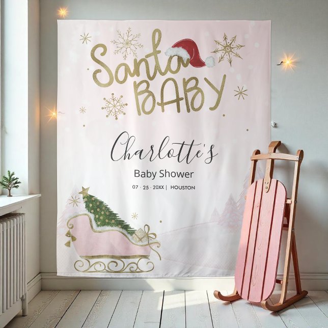 Tapiz Chica de Navidades de Santa Bebé Baby Shower Backd (Subido por el creador)