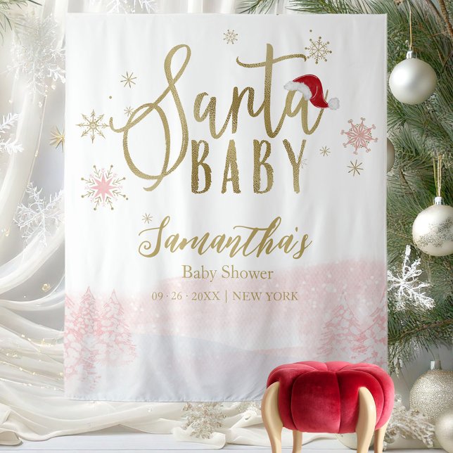 Tapiz Chica de Navidades de Santa Bebé Baby Shower Backd (Subido por el creador)