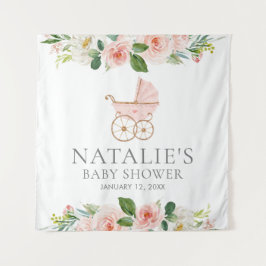Tapiz Chica Floral Rosa Baby Shower Tapestries