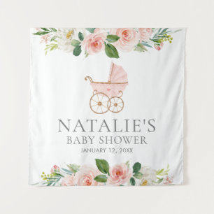Tapiz Chica Floral Rosa Baby Shower Tapestries