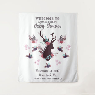 Tapiz Chica floral Rustic Deer Head Mauve Baby Shower