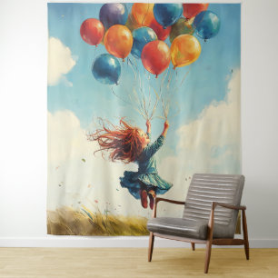 Tapiz Chica flotante con globos