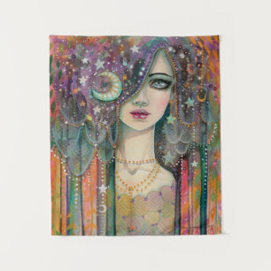 Tapiz Chica Galaxia Fantasía Bohemia por Molly Harrison