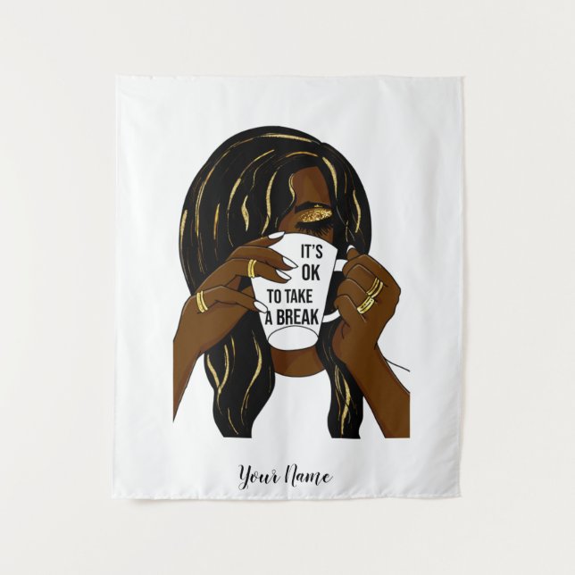 Tapiz Chica negro mujer afroamericana cita inspiradora (Anverso)