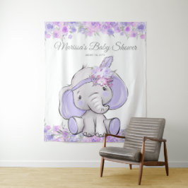 Tapiz Chica Purple Boho Elephant Baby Shower L Fondo
