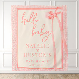 Tapiz Chica Suave Floral Romántica Rubor Rosa Lazo Coque