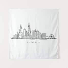 Tapiz Chicago IL Cityscape Illustration