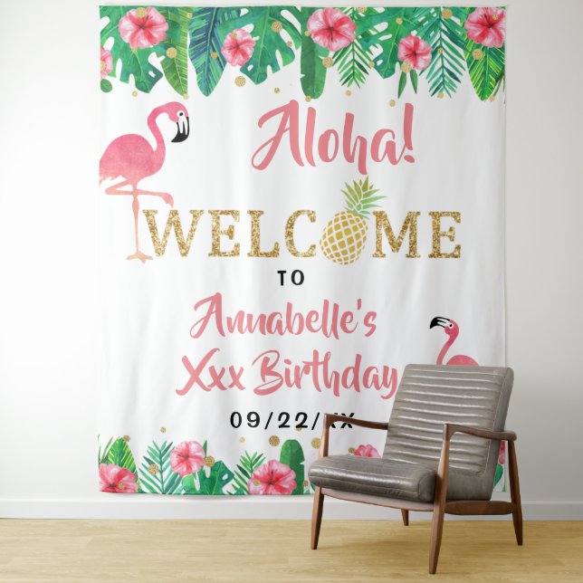 Tapiz Chicas de Summer Beach Luau Tropical Cumpleaños (In situ)