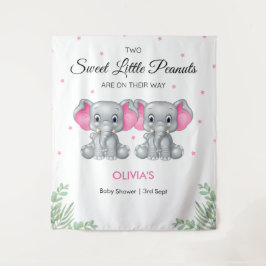 Tapiz Chicas gemelos Elephant Rosa con fondo Baby Shower