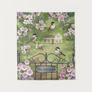 Tapiz Chickadees flaman granja victoriana