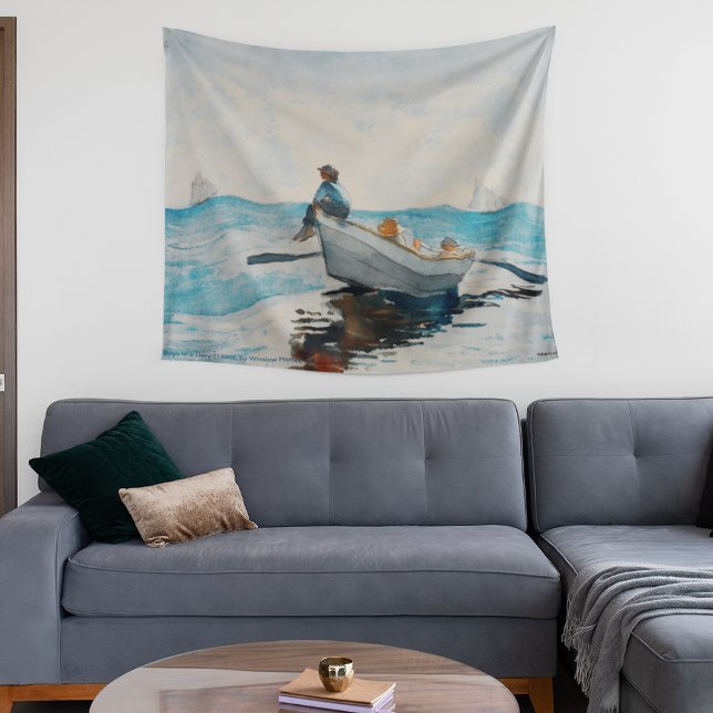 Tapiz Chicos En Una Cuerda (1880) De Winslow Homer (Boys In A Dory (1880) By Winslow Homer Tapestry)