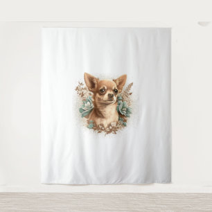 Tapiz Chihuahua Cute Dog, hermosa Chica de flores