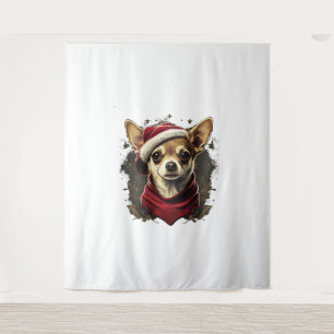 Tapiz Chihuahua Feliz Navidad X-Mas Tree Cute