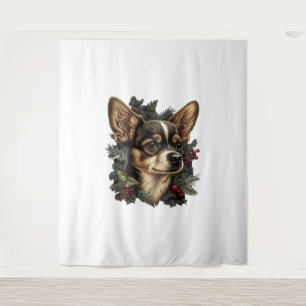 Tapiz Chihuahua Merry Christmas Xmas Tree Cute Dog