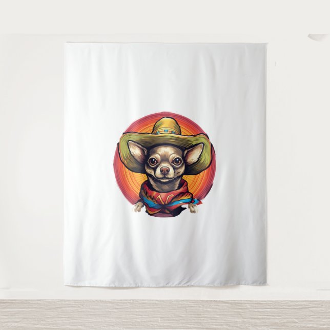 Tapiz Chihuahua México Cinco de Mayo Perro gracioso (Anverso)