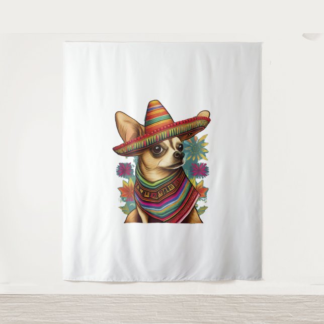 Tapiz Chihuahua México Cinco de Mayo Perro gracioso (Anverso)