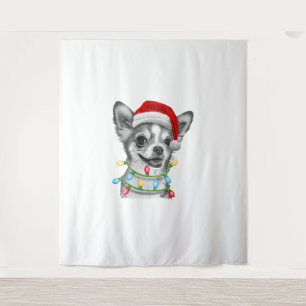 Tapiz Chihuahua Santa Christmas Tree enciende la Navidad