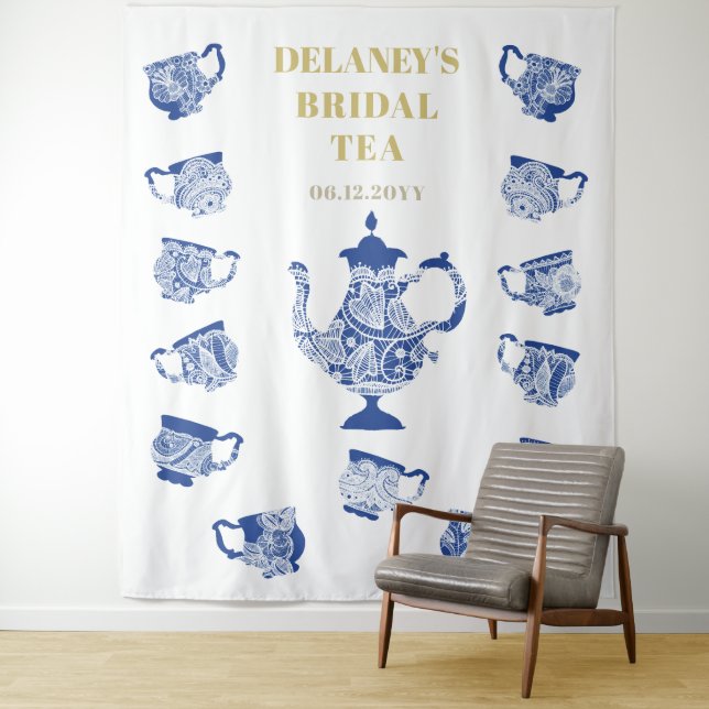 Tapiz Chinoiserie Navy Tea Lace Bridal Shower (In situ)