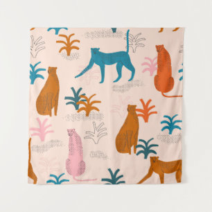 Tapiz Chita de la jungla: Patrón Tropical Funky.