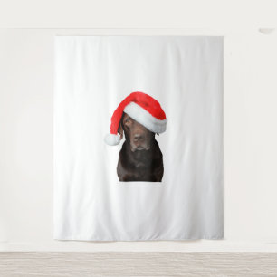 Tapiz Chocolate Lab Imagen de Santa Hat Cute Dog Navidad
