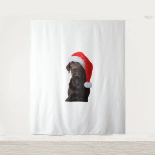 Tapiz Chocolate Lab Retrato de perro Santa Hat Cute Chri