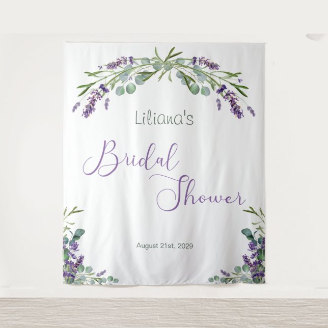 Tapiz Chorreo Nupcial de Flores de Lavanda y Foliage de  (Anverso)