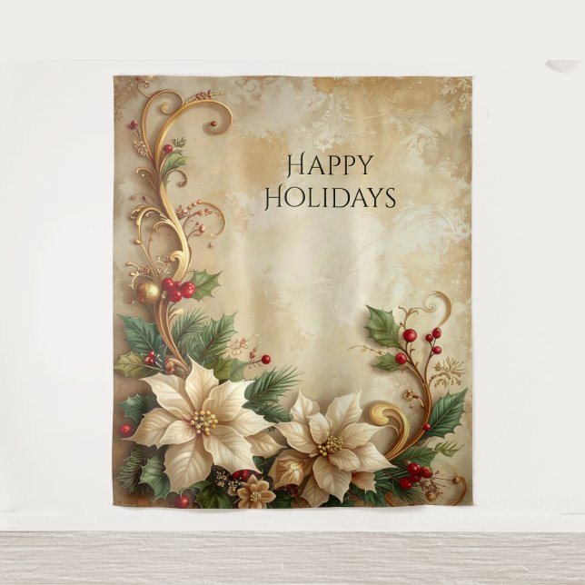 Tapiz Christmas Floral Holiday Backdrop (Anverso)