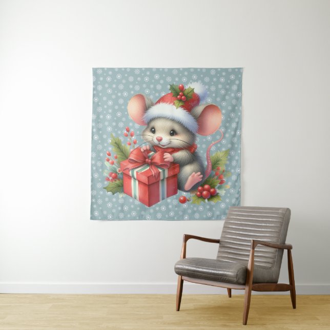 Tapiz Christmas Mouse Tapestry (In situ)