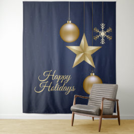 Tapiz Christmas Party Golden Ornament Navy Blue Elegant