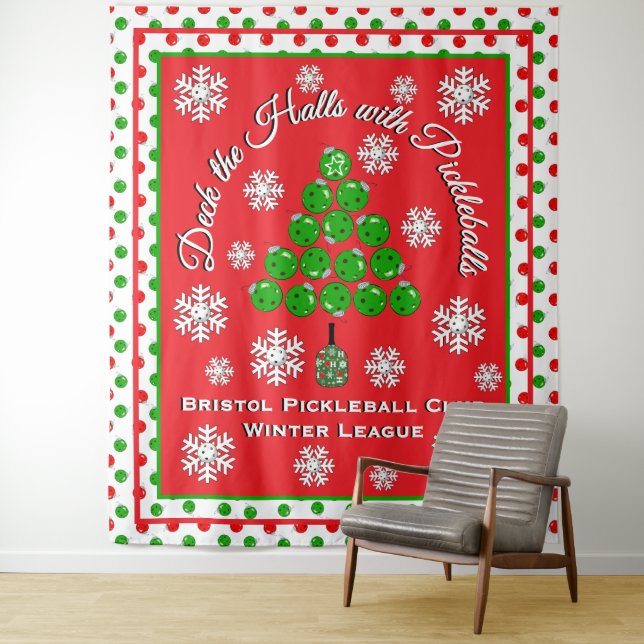 Tapiz Christmas Pickleball Party Personalize Photo Wall (In situ)