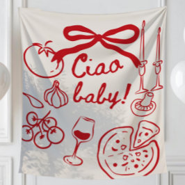 Tapiz Ciao Baby Fondo, Pizza Italiana Dibujada a Mano Ba