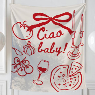 Tapiz Ciao Baby Fondo, Pizza Italiana Dibujada a Mano Ba