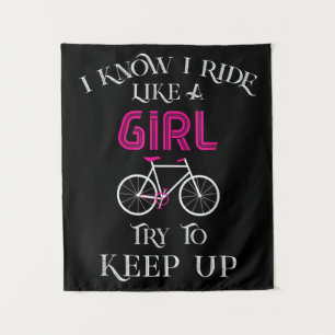 Tapiz Ciclista femenina Chica ciclista en bicicleta