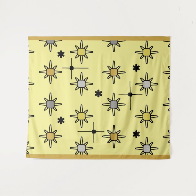 Tapiz Cielo atómico estalla gris amarillo (Anverso (horizontal))