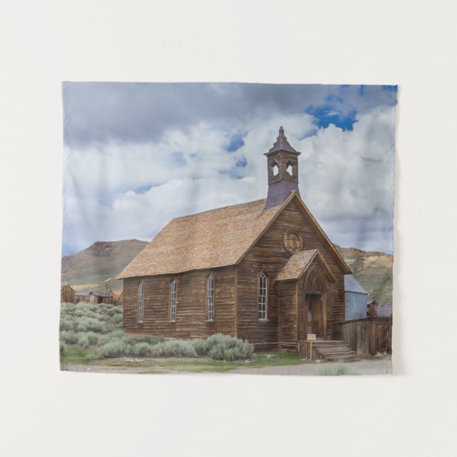 Tapiz Cielos nublados de la iglesia del pueblo fantasma (Anverso (horizontal))
